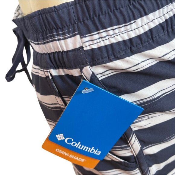 Columbia Womens Omni-Shade Regular Fit Striped Navy & White Shorts Size S - New - Picture 4 of 8
